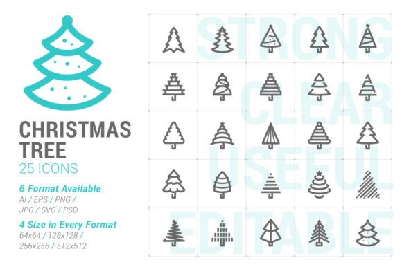 Christmas Tree Strong Line Icon Graphic Icons By Ctrl[A]Studio