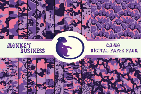 Purple Digital Paper Pack, Printable Graphic Patterns By Monkey Business
