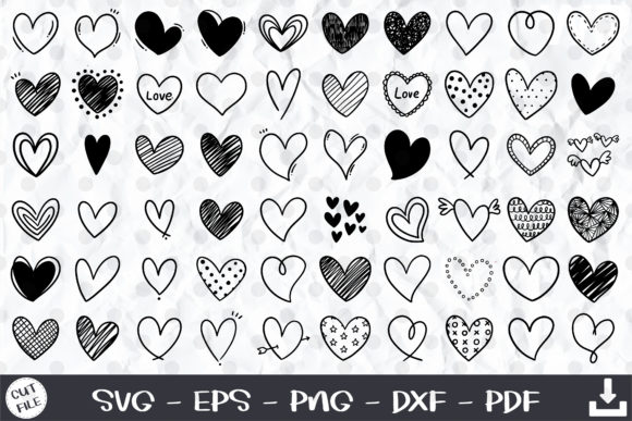 60 Doodle Heart Svg, Sketch Heart Svg Grafika Rękodzieła Przez wanchana365