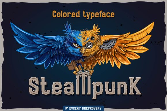Steampunk Farb-Schriftarten Schriftart Von Fractal font factory