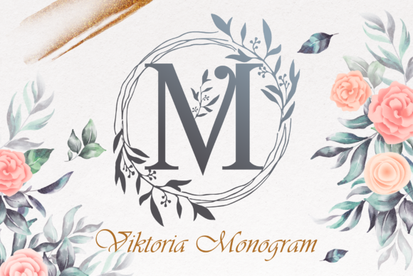 Viktoria Monogram Font Fontes Decorative Fonte Por figuree studio