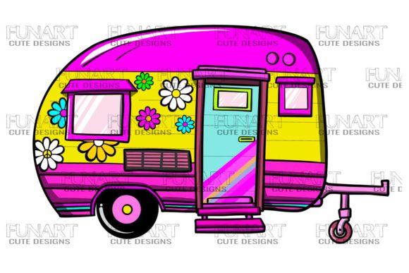 Camping Caravan Clipart Designs , Png Graphic Illustrations By Fundesigns