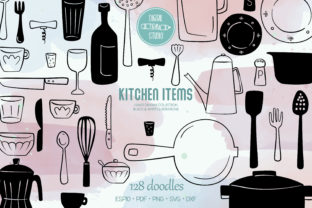 Kitchen Items | Household Cooking Doodle Graphic Illustrations By Digital_Draw_Studio 1