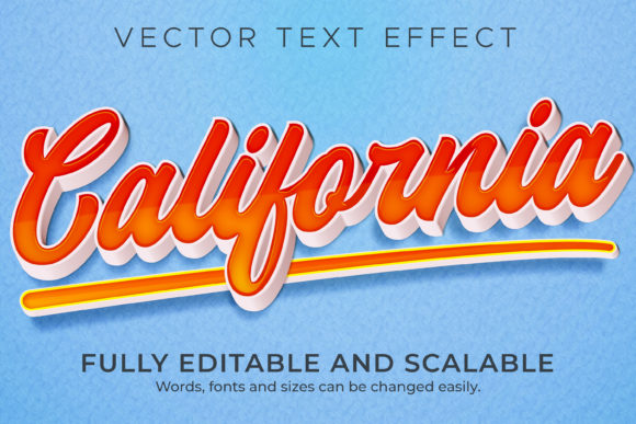 Text Effect Retro California Text Style Graphic Layer Styles By NA Creative