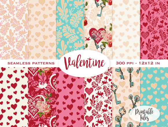 Valentine's Day Seamless Patterns Graphic Patterns By printabletales