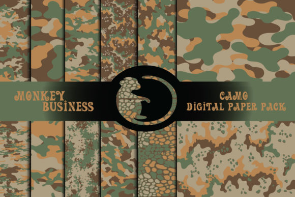 Army Camo Digital Paper Pack Grafika Szablony do Druku Przez Monkey Business