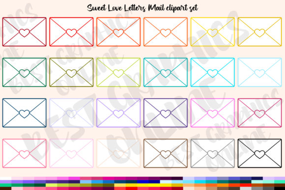 Love Letters Mail Clipart Envelope Set Graphic Illustrations By bestgraphicsonline