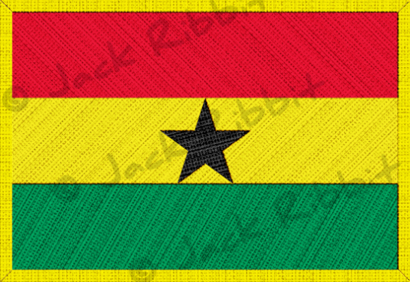Ghana Flag Patch with Gold Border Graphic Illustrations By Jack Ribbit