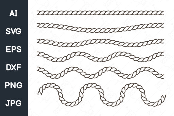Swaying Black Nautical Rope Border Set Grafik Druckbare Illustrationen Von FoxGrafy