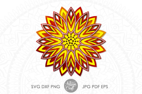 3d Sunflower Mandala, 3d Mandala  Graphic 3D SVG By Artisan Craft SVG