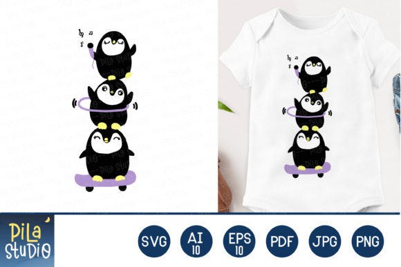 Cute Penguin Svg File Graphic Illustrations By Pila Studio