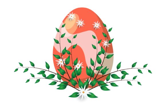 Easter Egg Floral Traditional Design Graphic Illustrations By garnetastudio