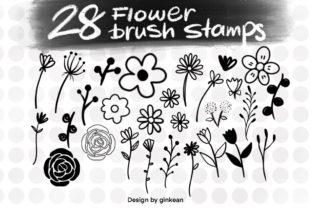 Flower Procreate Brush Stamp, Procreate Gráfico Pinceles Por Ginkean 3