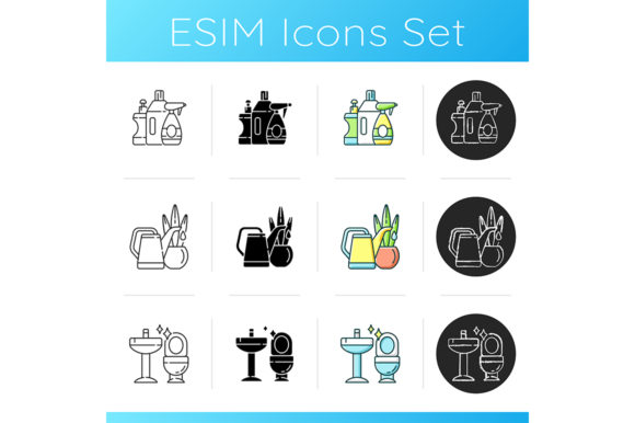 Household Chores Icons Set Graphic Icons By bsd studio