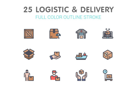 Logistic & Delivery Line with Color Afbeelding Iconen Door Ctrl[A]Studio