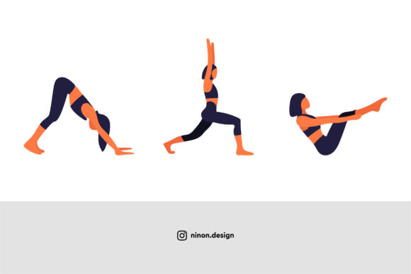 Young Woman Doing Yoga. Flat Vector Graphic Graphic Templates By NinOn