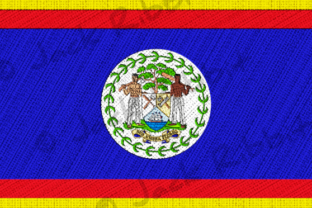 Belize Flag Patch with Gold Border Graphic Illustrations By Jack Ribbit