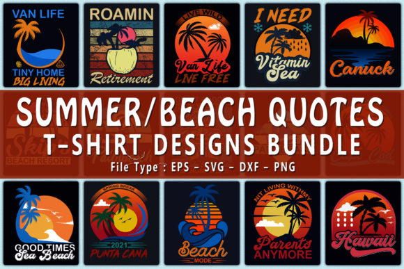 Top 20 Beach / Summer Quotes T-shirt Designs Bundle Graphic T-shirt Designs By CraftStudio
