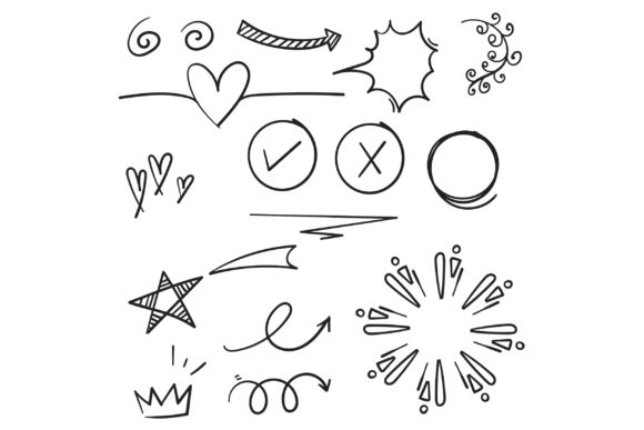 Doodle Set Elements Graphic Illustrations By GwensGraphicstudio