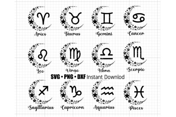 Zodiac Signs Bundle Graphic Print Templates By Tori Designs