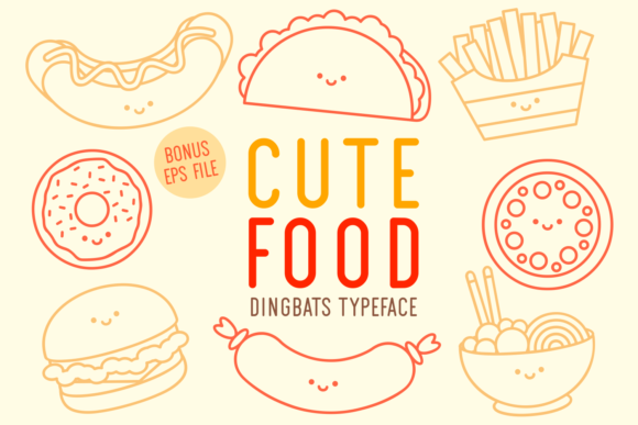 Cute Food Dingbats Font By Kelik - 7NTypes