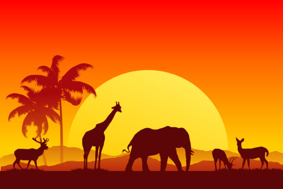 Silhouette Safari with Animal Vector Graphic Illustrations By edywiyonopp