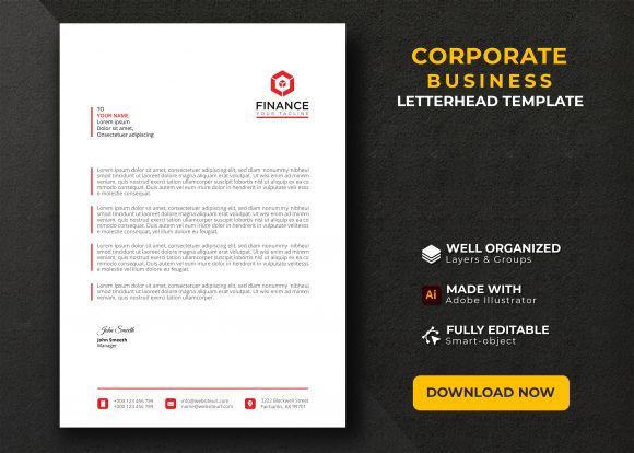 Corporate Business Letterhead Template Graphic Print Templates By riRafiq