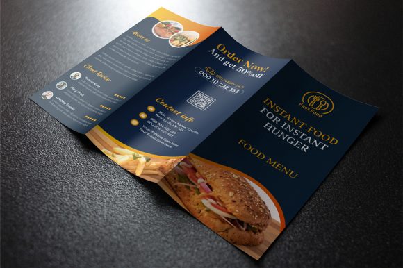 Food Menu Trifold Brochure Template Gráfico Plantillas de Impresión Por Waliullah Solutions