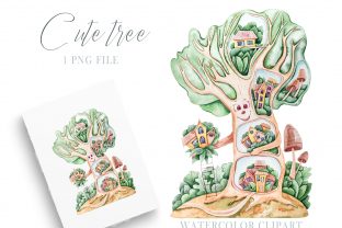 Watercolor Cute Nursery Tree Clipart Graphic Illustrations By Tiana Geo 2