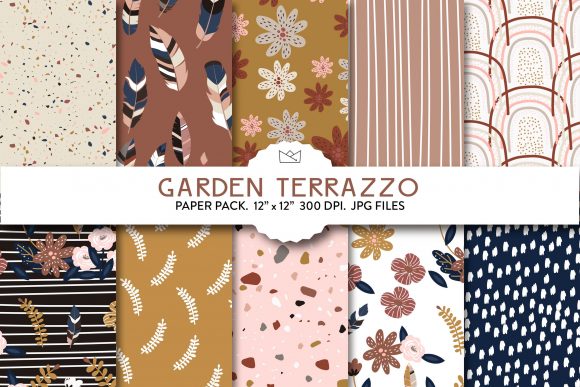 Garden Terrazzo Wrapping Paper, Terrazzo Gráfico Padrões de Papel Por Nina Prints