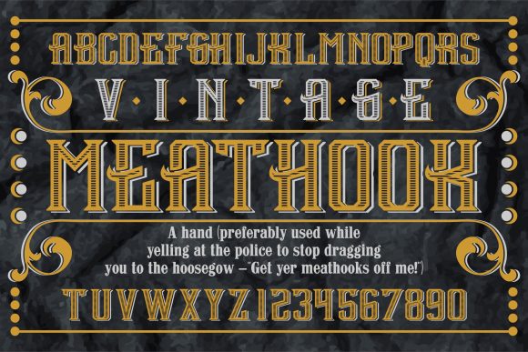 Vintage Meathook Typeface Illustration Illustrations Imprimables Par woplolqow