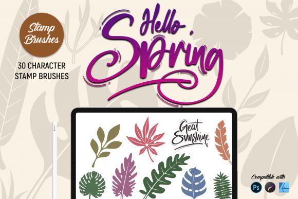 Hello Spring | Stamp Brushes Grafica Spazzole Di Gumacreative