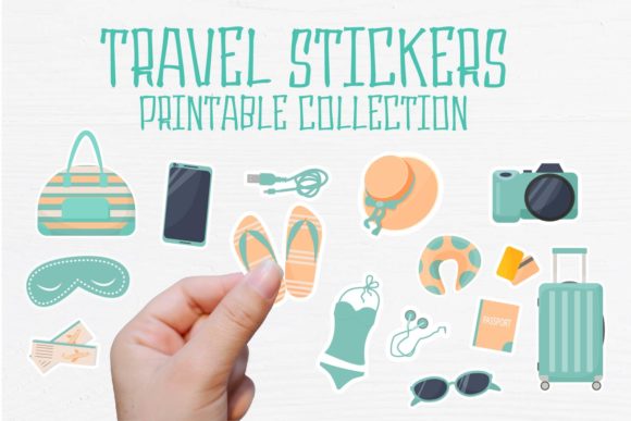 TRAVEL Printable Sticker Collection Graphic Illustrations By sombrecanari