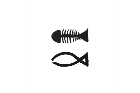Paint Brush Fish Bone and Simple Fish Graphic Logos By SARIVART