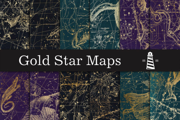 Gold Star Map Backgrounds Graphic Backgrounds By northseastudio