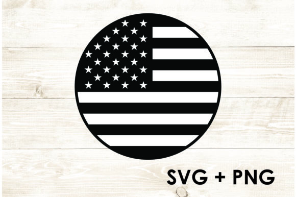 American Flag Circle - Black and White Graphic Crafts By Too Sweet Inc