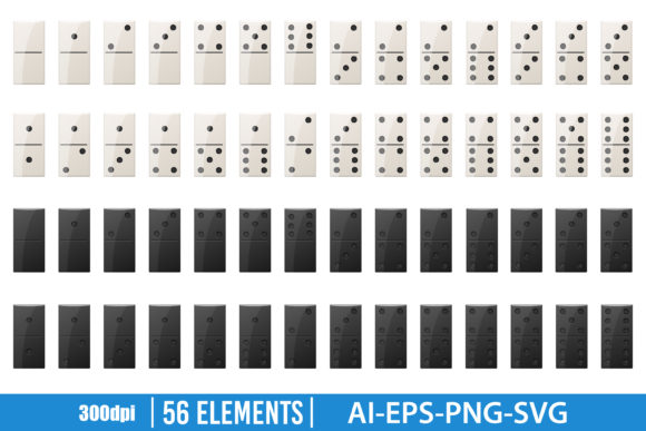 Domino Pieces Clipart Set Graphic Illustrations By Emil Timplaru Store