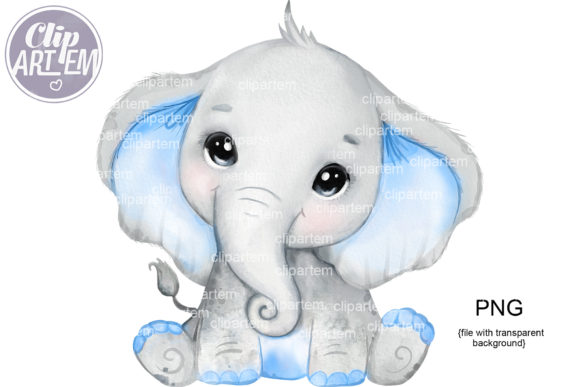 Super Cute Blue Boy Elephant PNG Images Graphic Illustrations By clipArtem