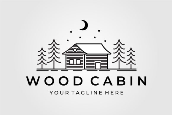 Cabin or Cottage Line Art Vector Logo Graphic Logos By uzumakyfaradita