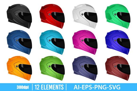 Motorcycle Helmet Clipart Set Graphic Illustrations By Emil Timplaru Store