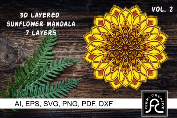 3D Layered Sunflower Mandala   Graphic 3D SVG By Febri Creative
