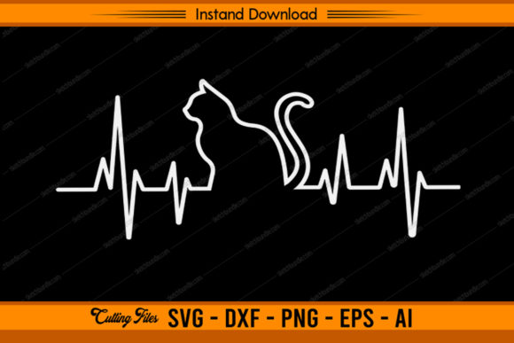 Cat Heartbeat Graphic Crafts By sketchbundle