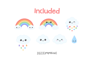 Clouds & Rainbows Clipart Set Graphic Illustrations By DIPA Graphics 2