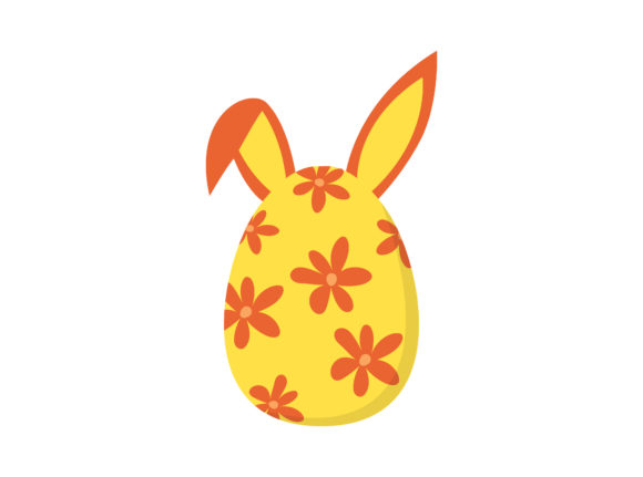 Easter Egg Ears Yellow Flowers Vector Illustration Illustrations Imprimables Par goodcicadaid