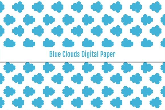Blue Clouds Digital Paper Gráfico Padrões de Papel Por Pian45