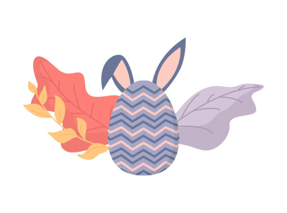 Easter Egg Ears Violet Floral Vector Grafika Ilustracje do Druku Przez humanbeing studio
