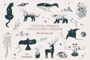 Hand Drawn Celestial Animals Collection Graphic Illustrations By Kirill's Workshop 1