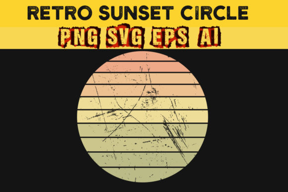 Retro Vintage Sunset Circle Graphic Illustrations By lilylol