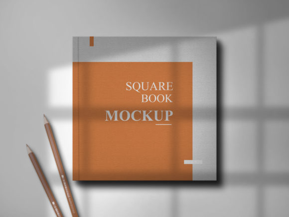 Square Book Mockup with Elegant Shadow Graphic Product Mockups By sujhonsharma