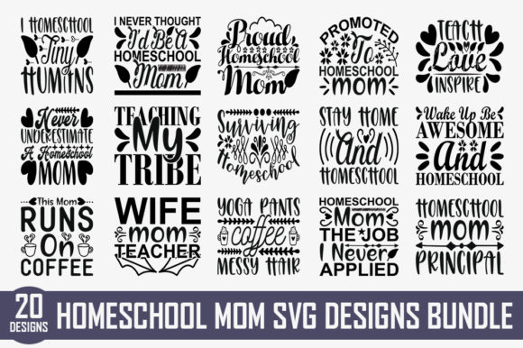 Homeschool Mom Quotes Designs Bundle Graphic Crafts By Expert_Obaidul